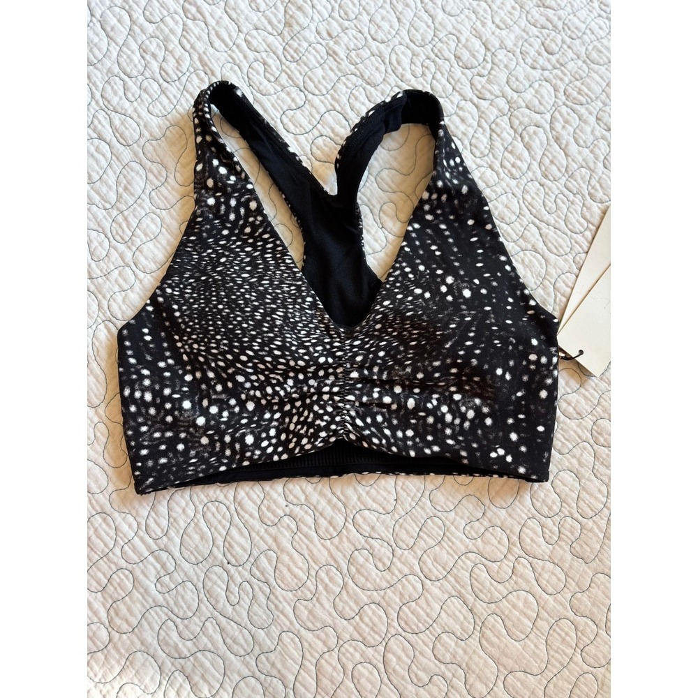 CALIA Essentials Cinch Front Bra Medium Support Black White Dot XS